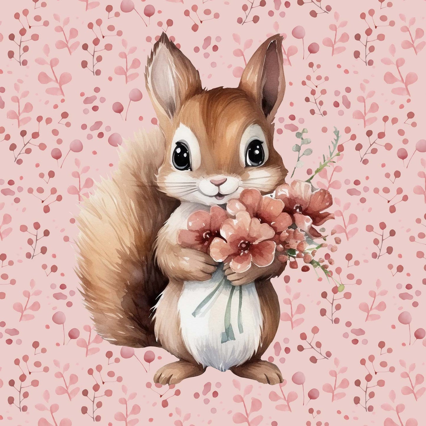 Sommersweat - Panel - Eichhörnchen Rosa