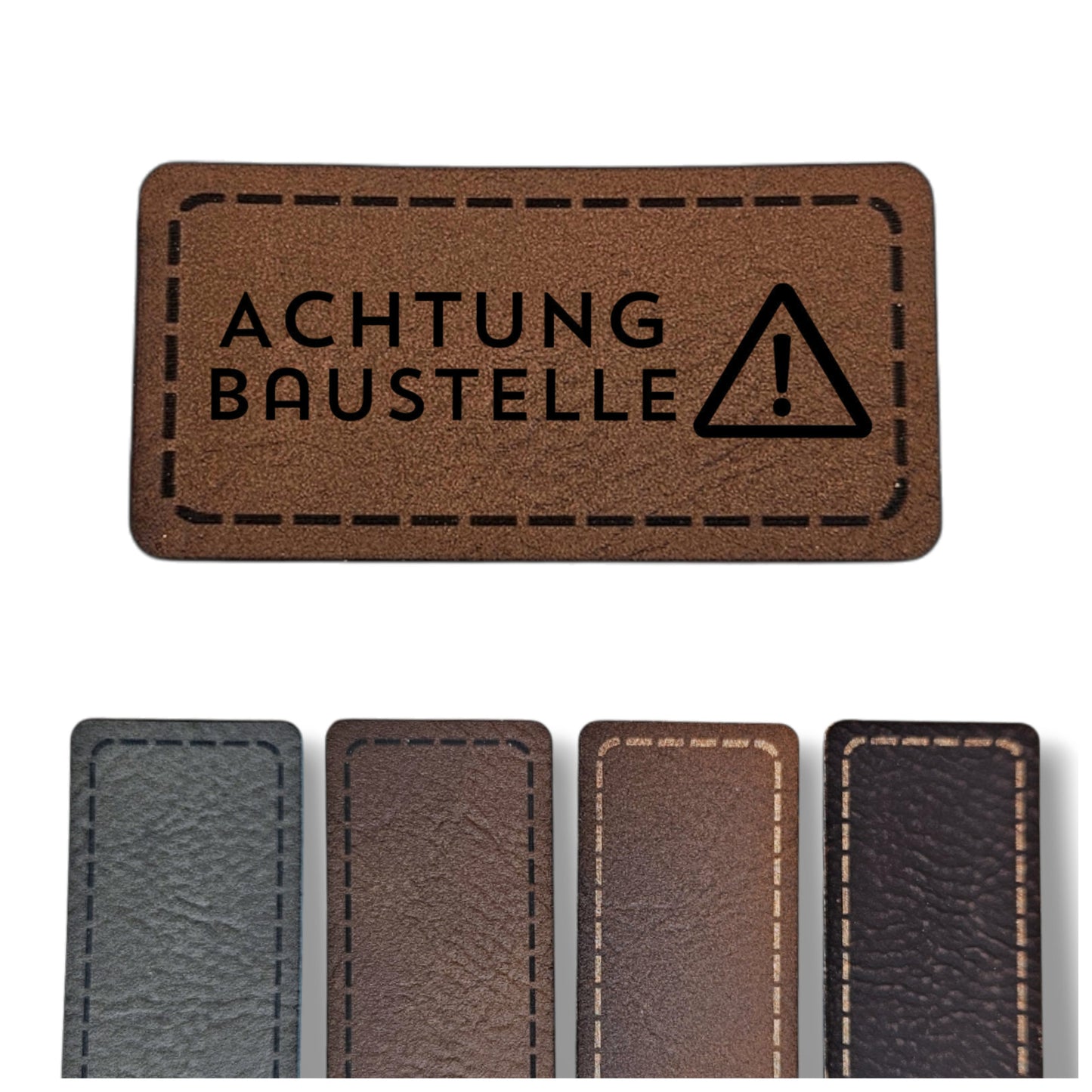 Kunstleder Patch - Rechteck - Achtung Baustelle