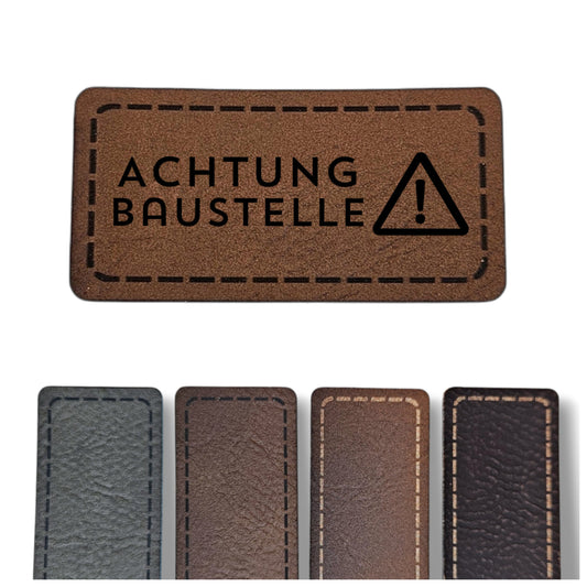 Kunstleder Patch - Rechteck - Achtung Baustelle