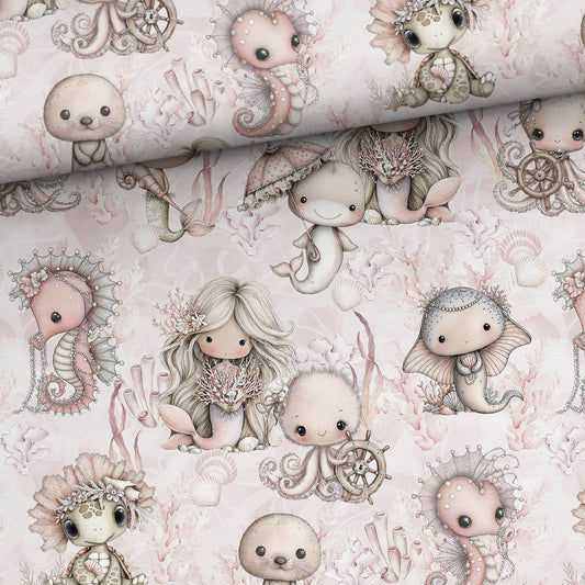 Jersey - Süße Meerestiere /Meerjungfrau Rosa