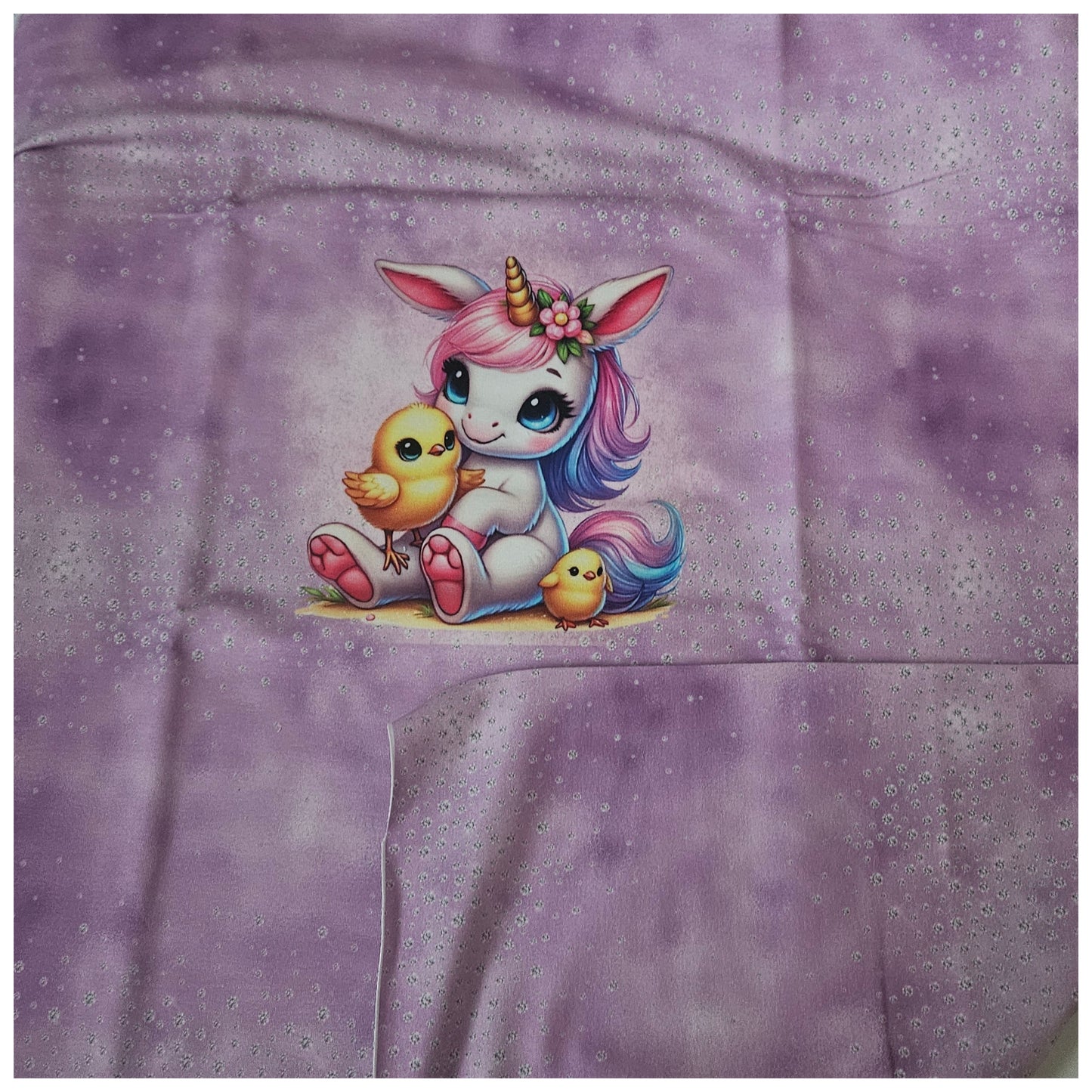 Sommersweat - Panel mit Kombi - Sparkle Einhorn *Reaktivdruck*