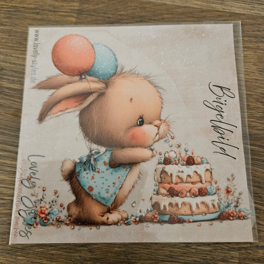 Bügelbild - Geburtstag Hase ca. 15cm