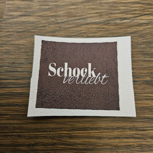 Kunstlederlabel - SchockVerliebt Braun/Hellblau