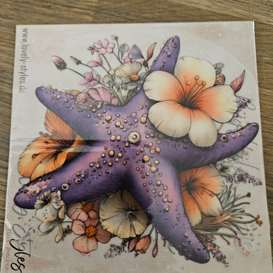Bügelbild - Lila Seestern ca. 15cm