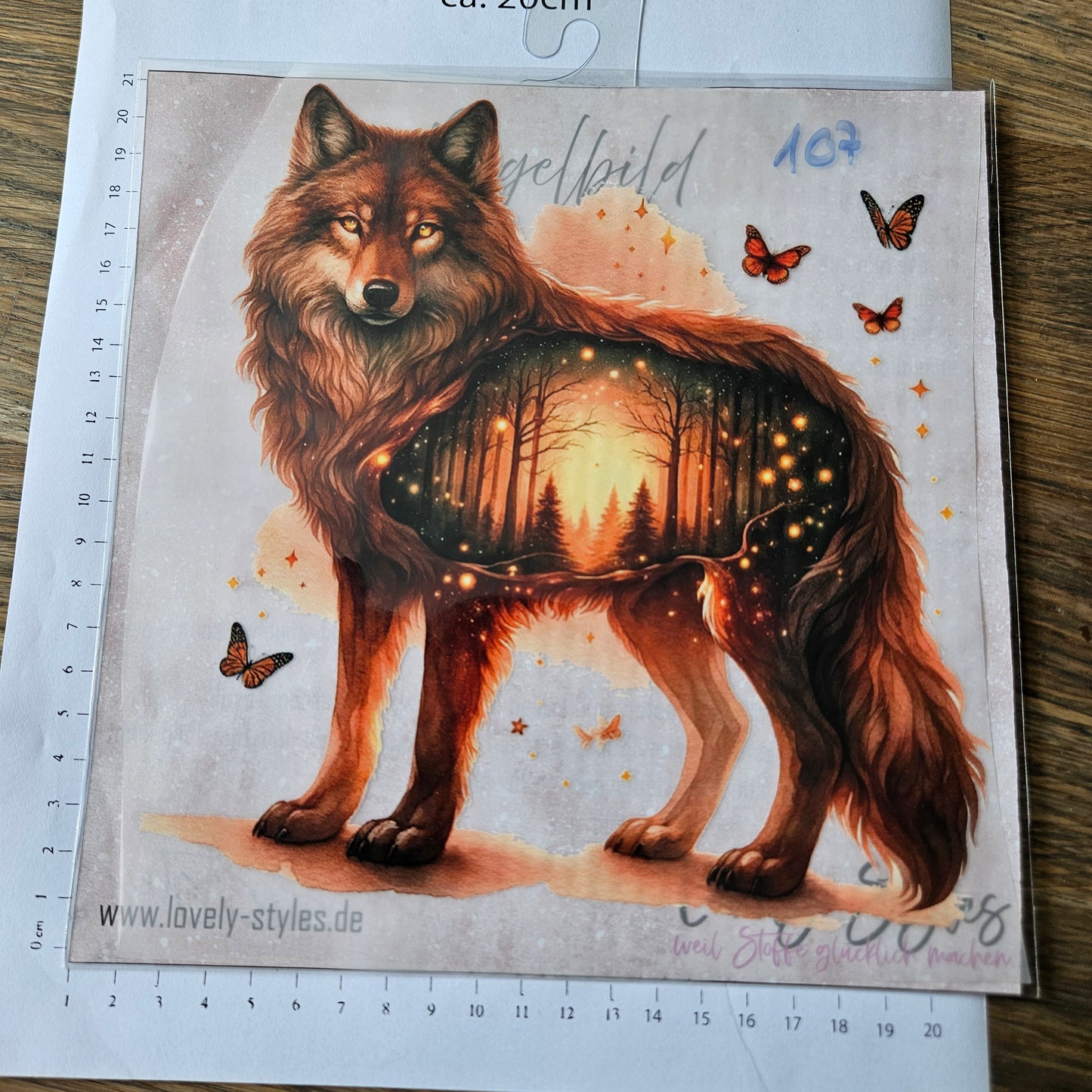 Bügelbild - Herbst Wolf ca. 20cm