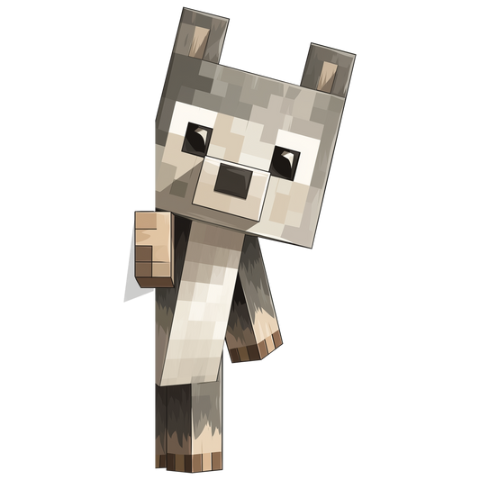 Auktion - Bügelbild - Pixel World Wolf - 20cm