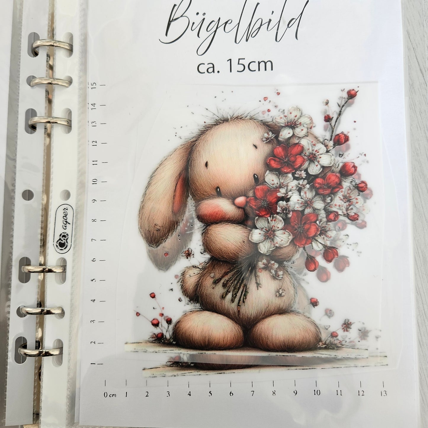 Bügelbild - Hase mit Herz ca. 15cm