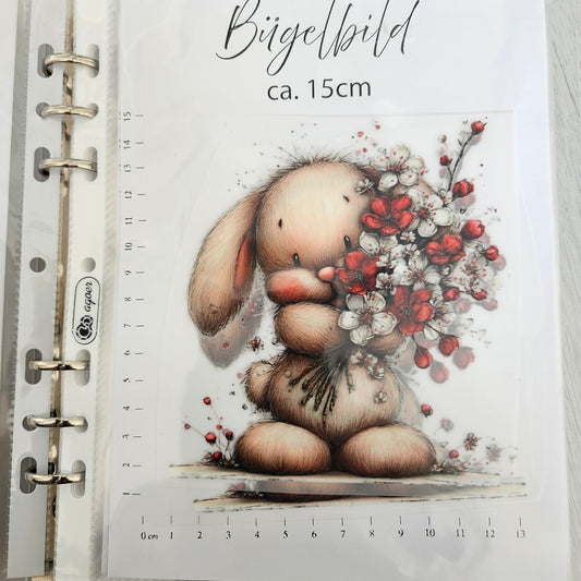 Bügelbild - Hase mit Herz ca. 15cm