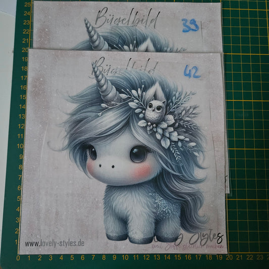 Bügelbild - Winter Einhorn ca. 20cm