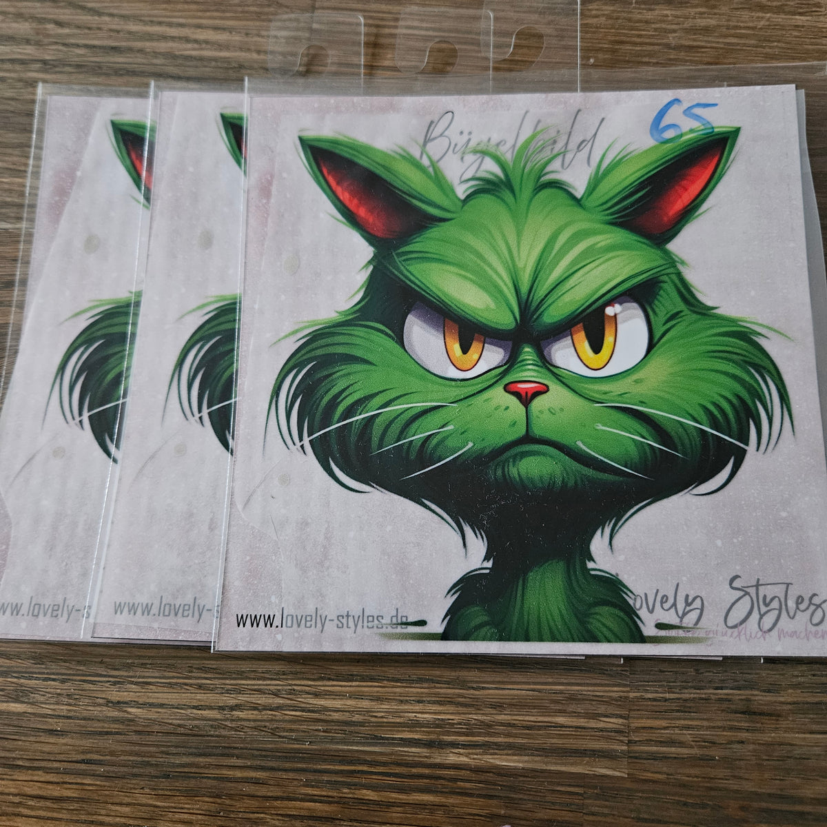 Bügelbild - Grüne Katze ca. 15cm