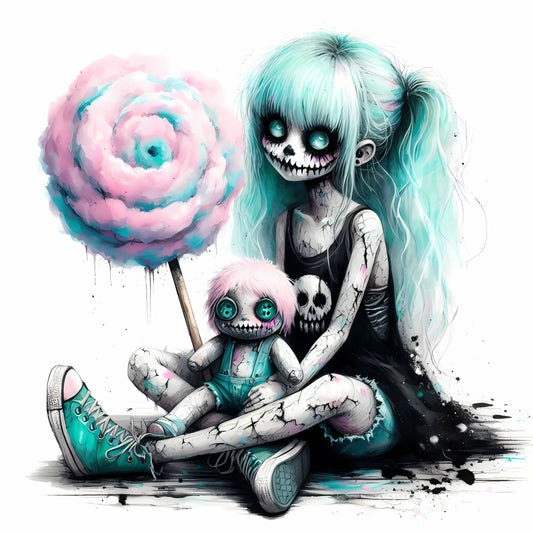 Auktion - Bügelbild - Zombie Mädchen Mint 16 - 20cm