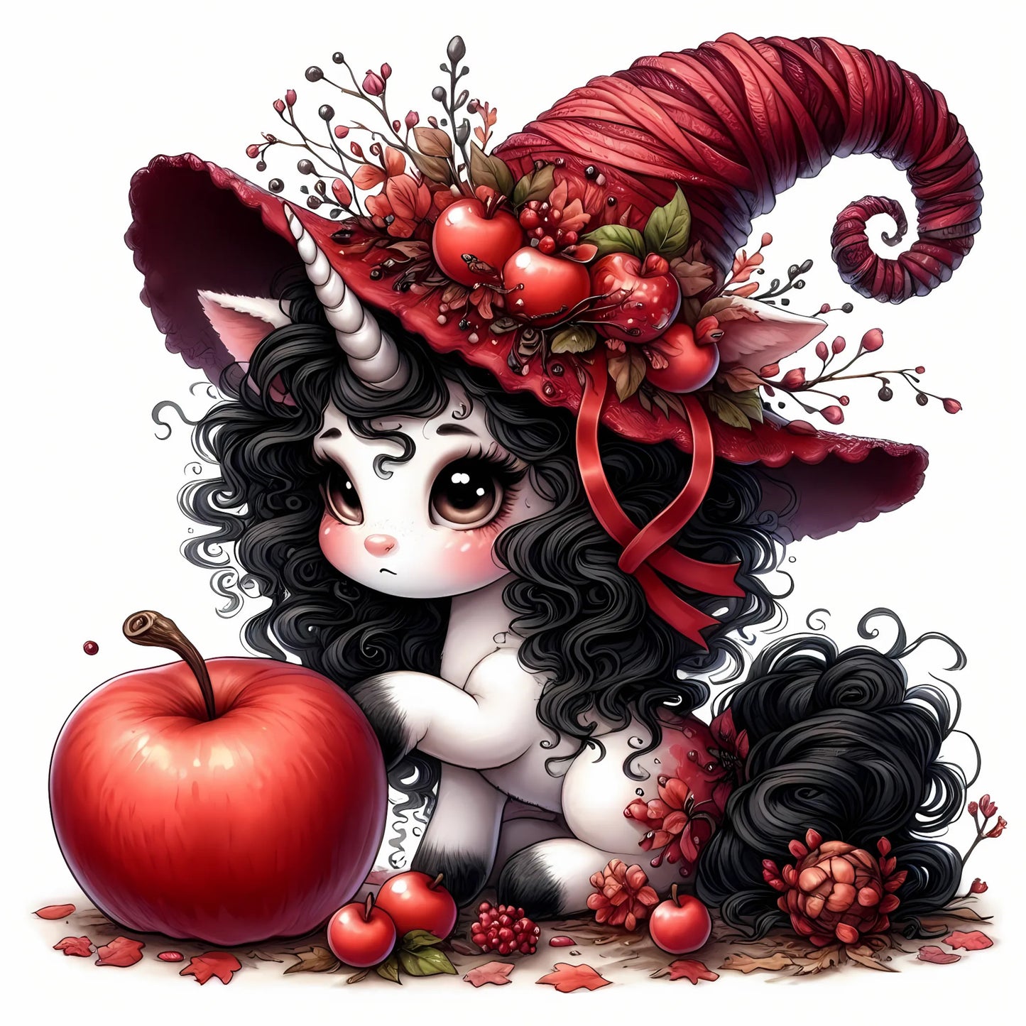 Auktion - Bügelbild - Halloween Einhorn Rot 1 - 15cm