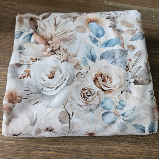 Sommersweat - Vintage Flowers Blau/Beige - 1,5m