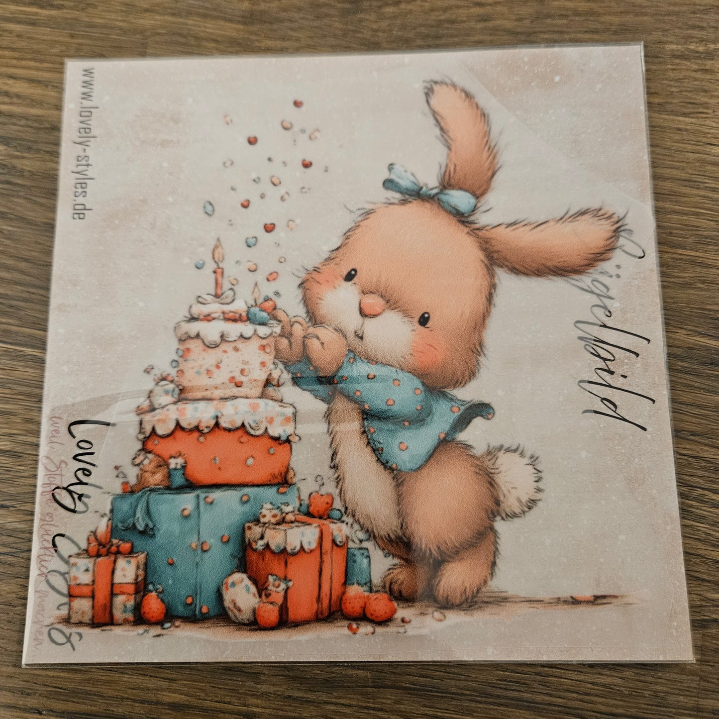 Bügelbild - Geburtstag Hase ca. 15cm