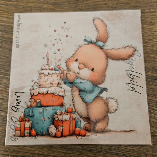 Bügelbild - Geburtstag Hase ca. 15cm