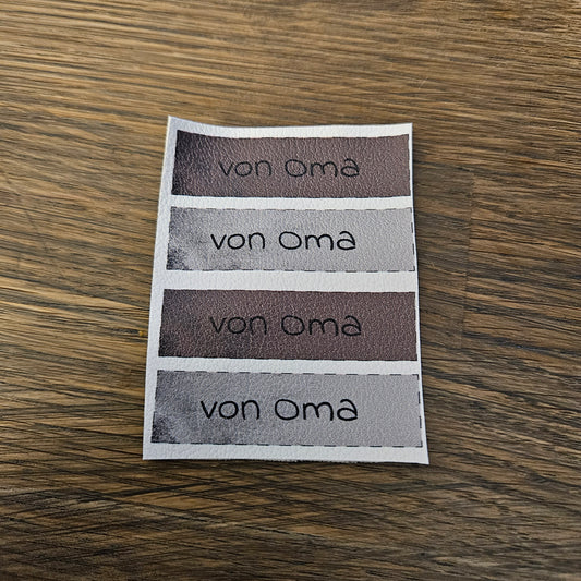 Kunstlederlabel Set - von Oma Braun/Grau