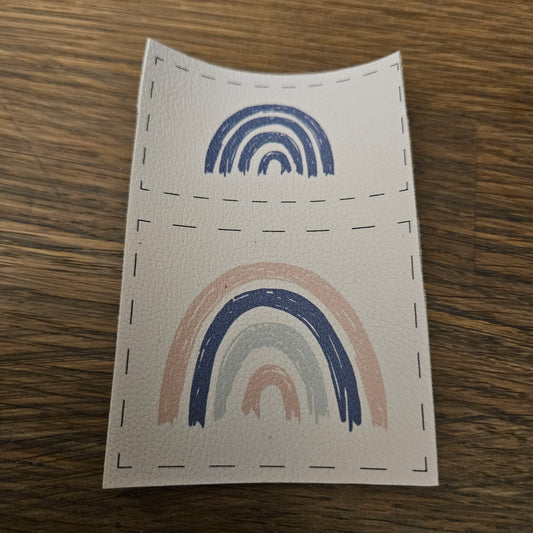Kunstlederlabel Set - Regenbogen Blau