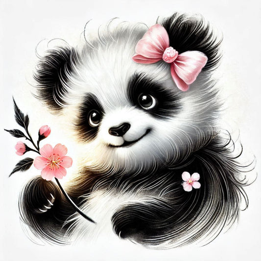 Auktion - Bügelbild - Süßer Panda 2 - 20cm