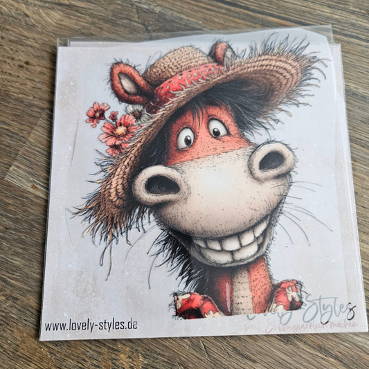 Bügelbild - Pferd mit Hut ca. 15cm