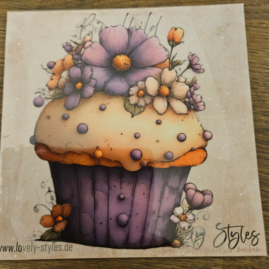 Bügelbild - Lila Cupcake ca. 15cm