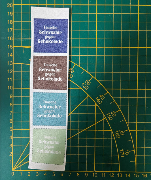 Kunstlederlabel Set - Tauschen Schwester Blau