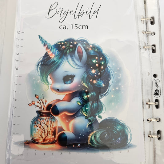 Bügelbild - Magisches Einhorn grün 1 ca. 15cm