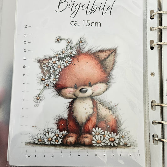 Bügelbild - Fuchs mit Blumen ca. 15cm