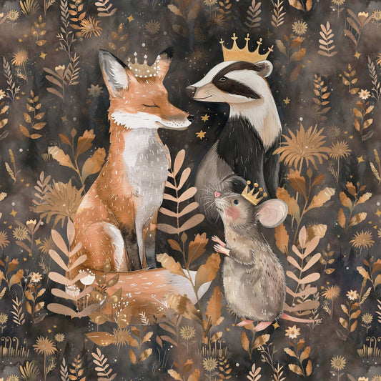 Sommersweat - Panel - Waldtiere Bronze