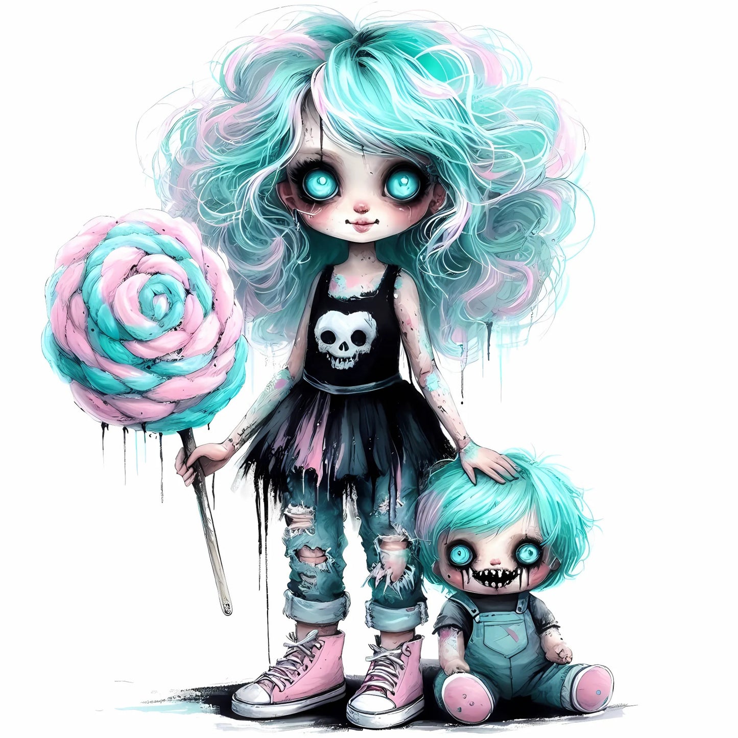 Auktion - Bügelbild - Zombie Mädchen Mint 15 - 20cm