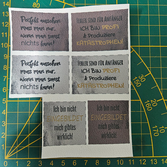 Kunstlederlabel Set - Perfekt/Fehler/Eingebildet