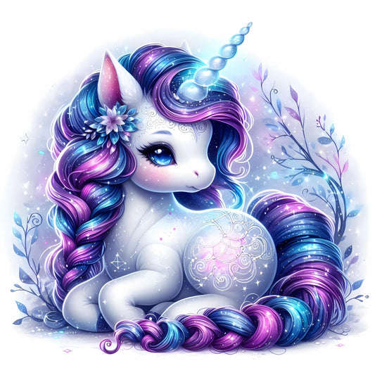 Auktion - Bügelbild - Sparkle Einhorn Lila 5 - 15cm