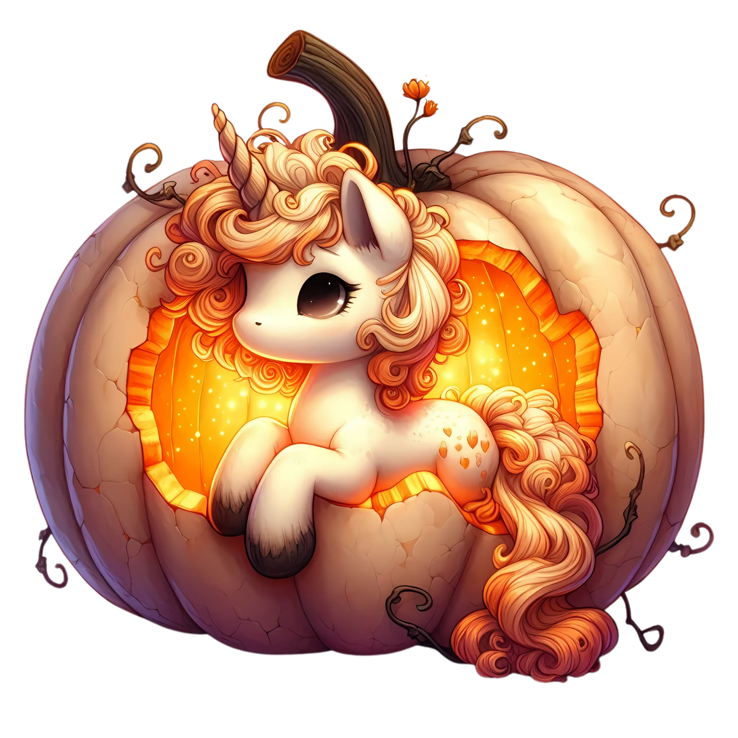 Auktion - Bügelbild - Einhorn Kürbis 10 - 15cm