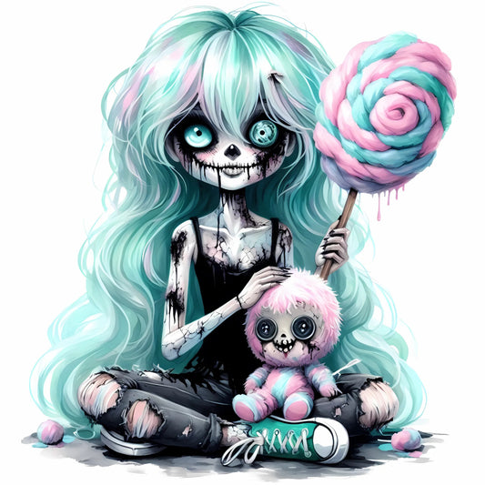 Auktion - Bügelbild - Zombie Mädchen Mint 17 - 20cm