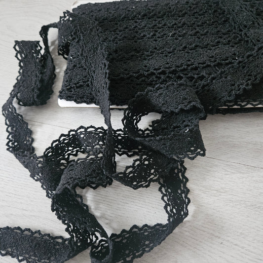 Auktion - Baumwoll Spitze Schwarz Restbestand