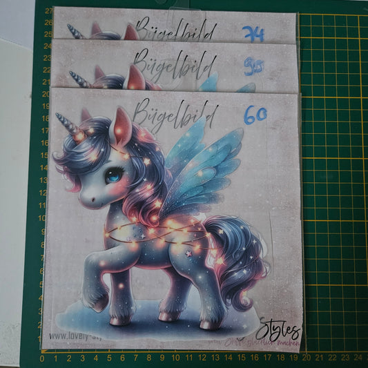 Bügelbild - Sparkle Einhorn ca. 20cm (60/90/74)