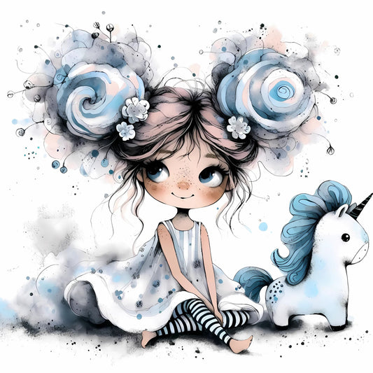 Auktion - Bügelbild - Süßes Mädchen 2 - 20cm