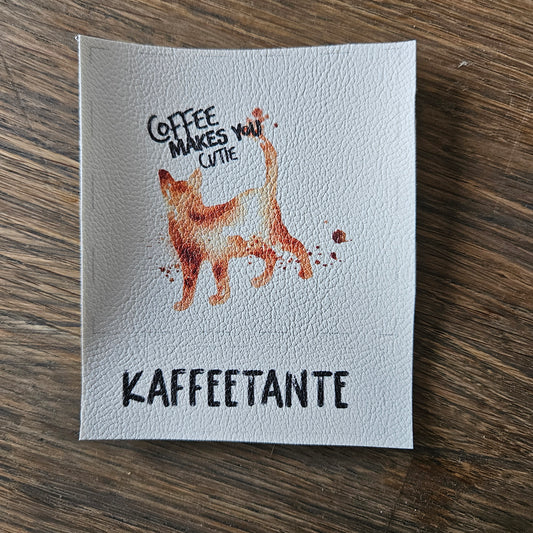 Kunstlederlabel Set - Kaffee Katze