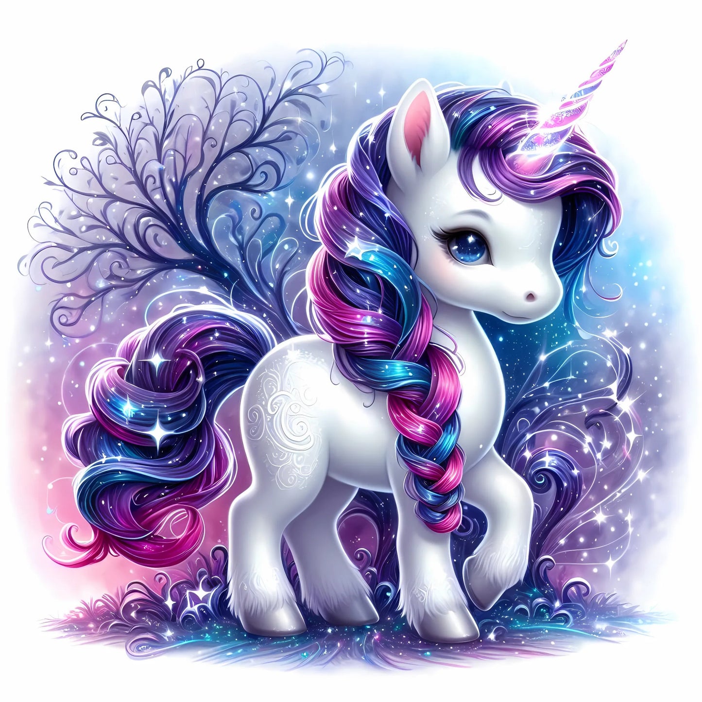 Auktion - Bügelbild - Sparkle Einhorn Lila 7 - 15cm