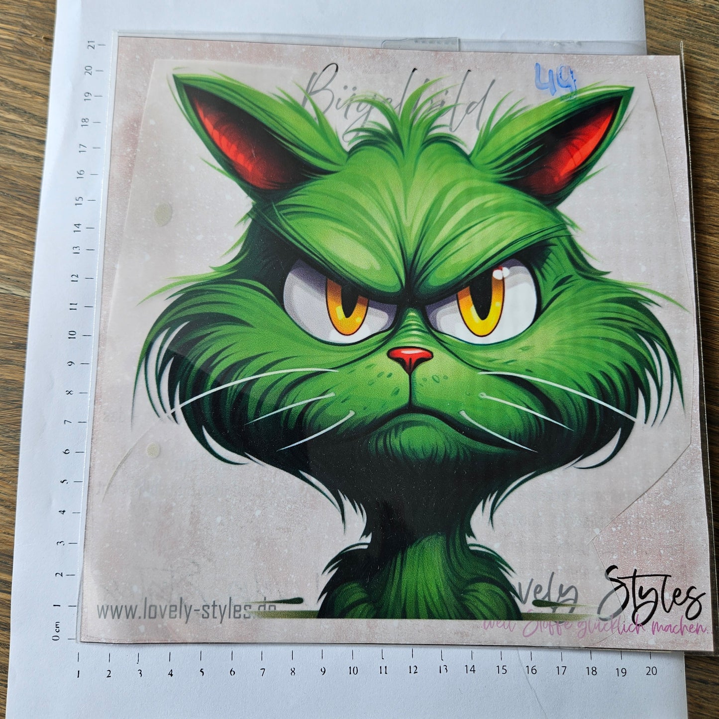Bügelbild - Grüne Katze ca. 20cm