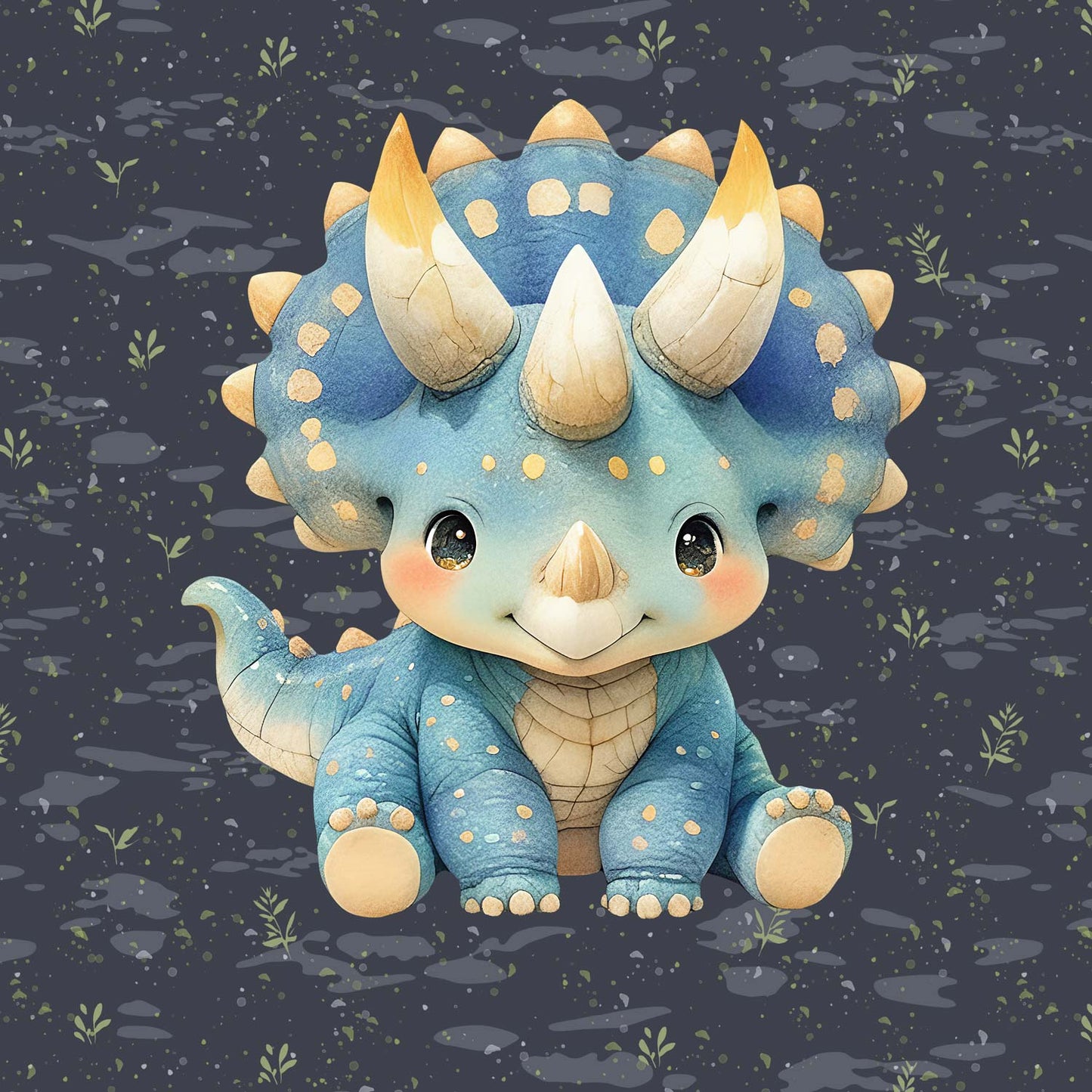 Sommersweat - Panel - Kleiner Dino Blau