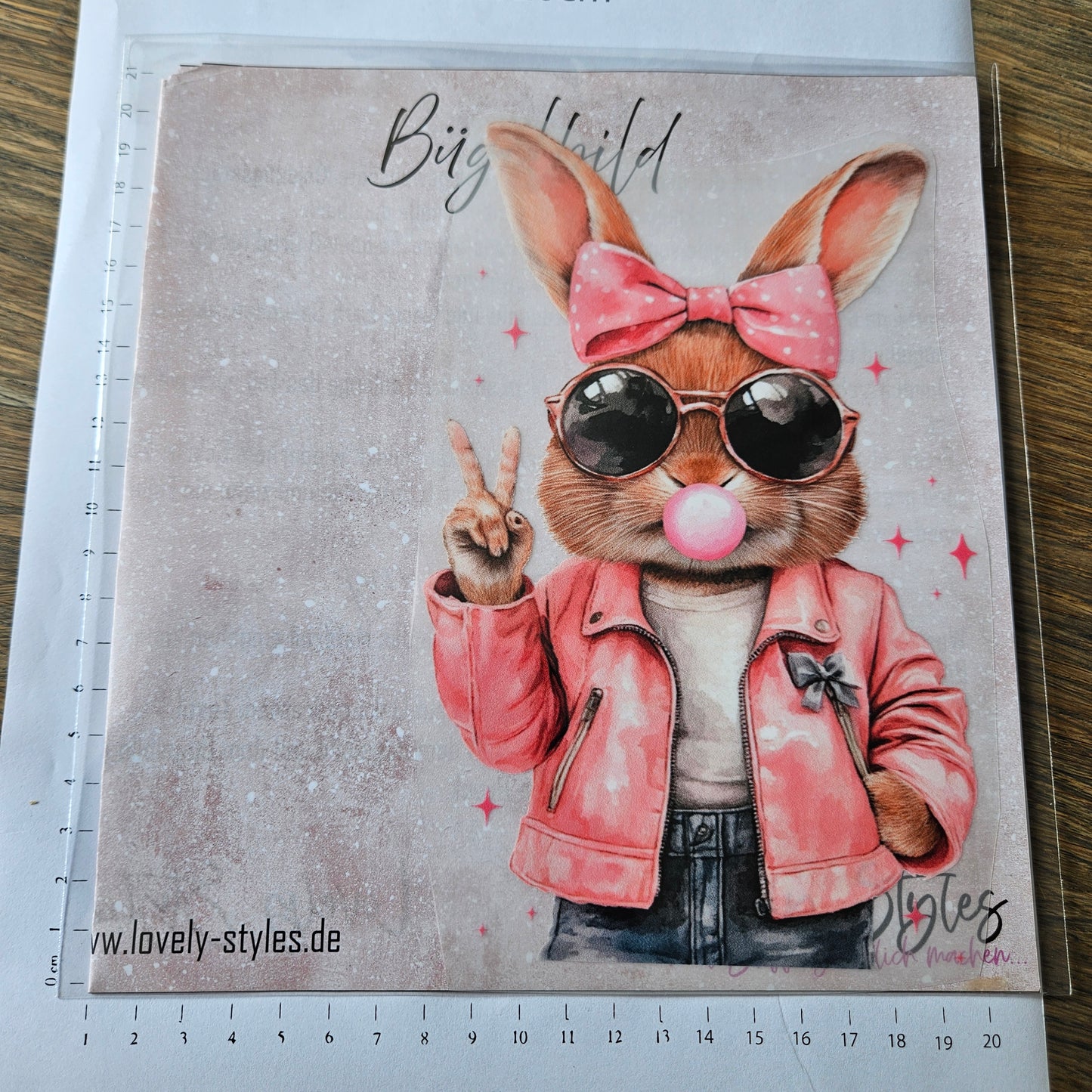 Bügelbild - Cooles Hasenmädchen ca. 20cm
