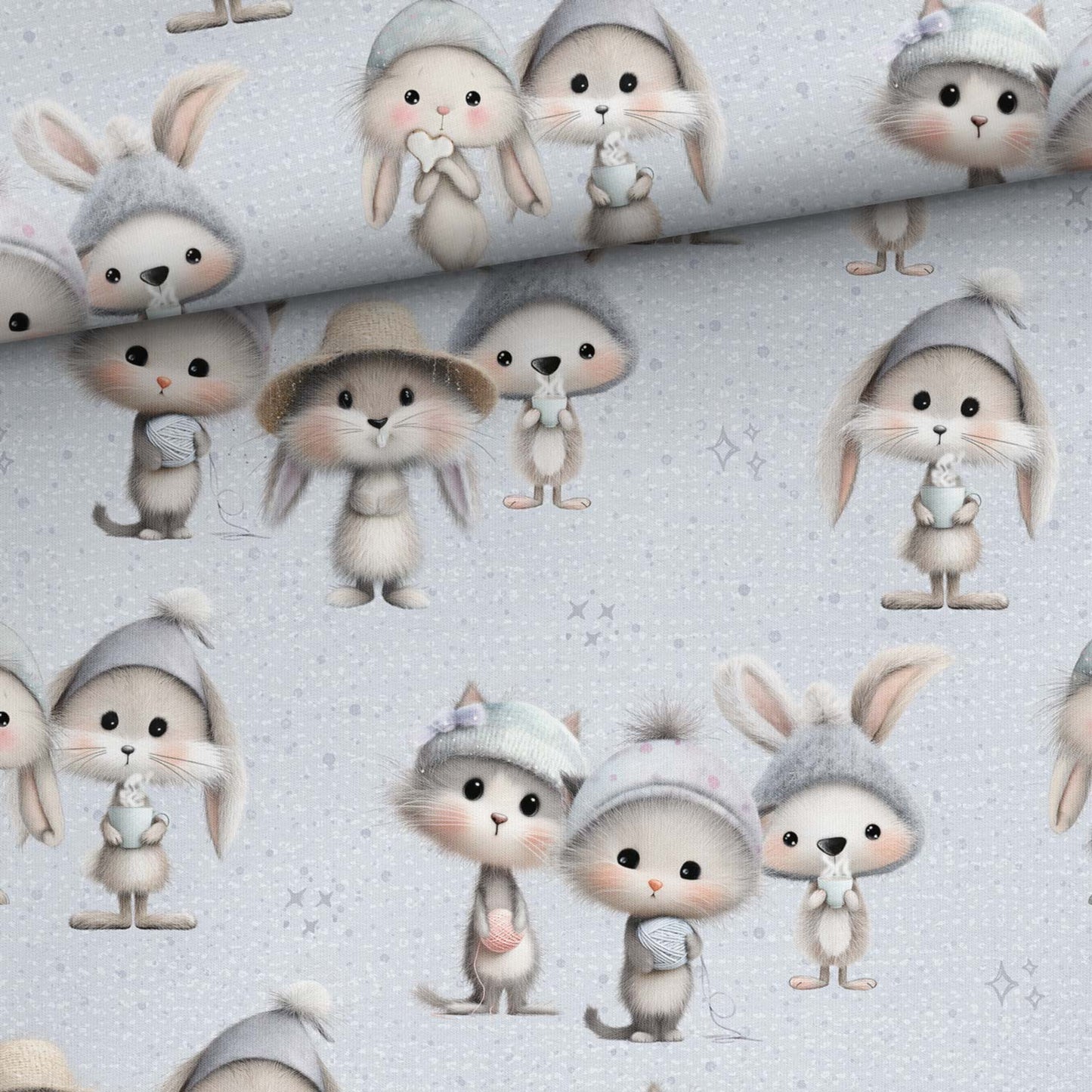 Sommersweat - Süße Tiere Grau