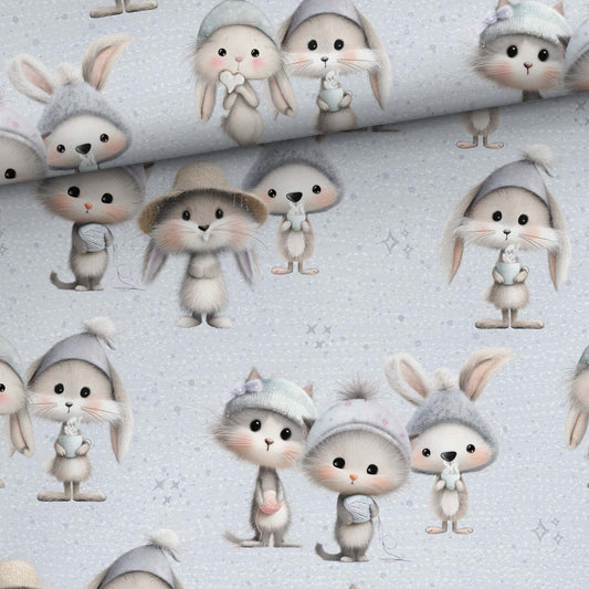 Sommersweat - Süße Tiere Grau